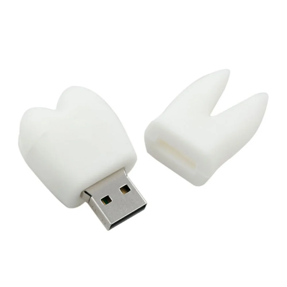 Флешка Резиновая Зуб \Tooth\ Q465 белый 64 Гб - фото 3