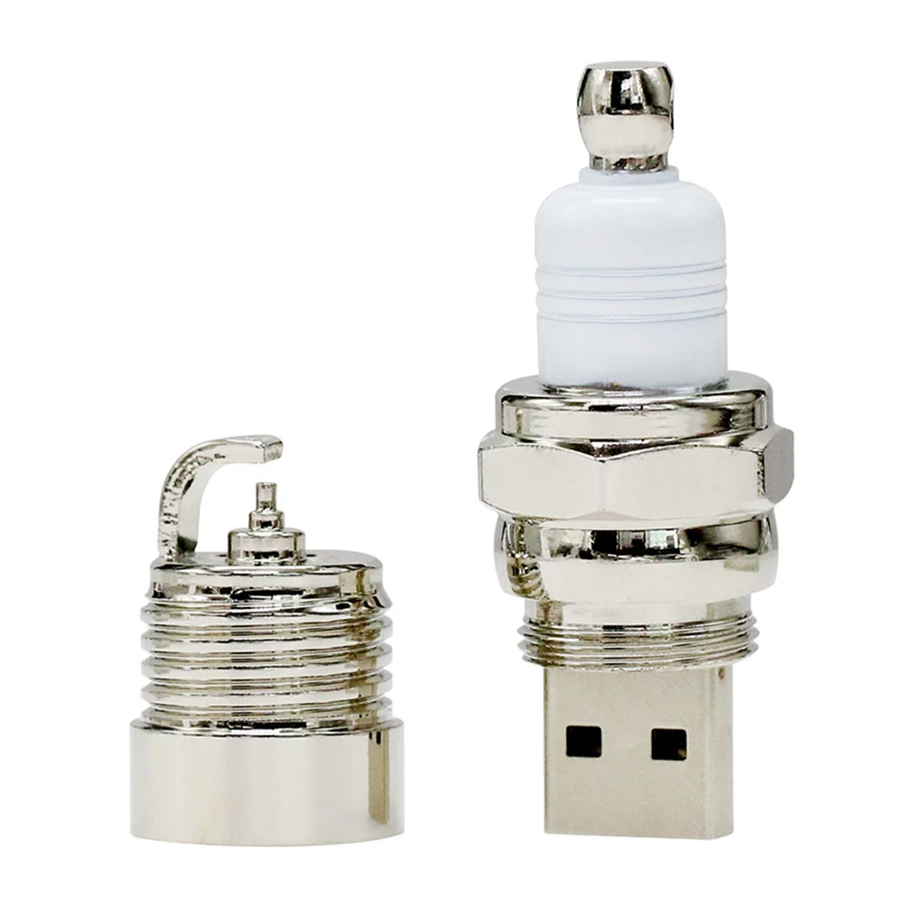 Флешка Металлическая Свеча Зажигания Spark Plug R477 серебряный / белый 64 Гб - фото 5