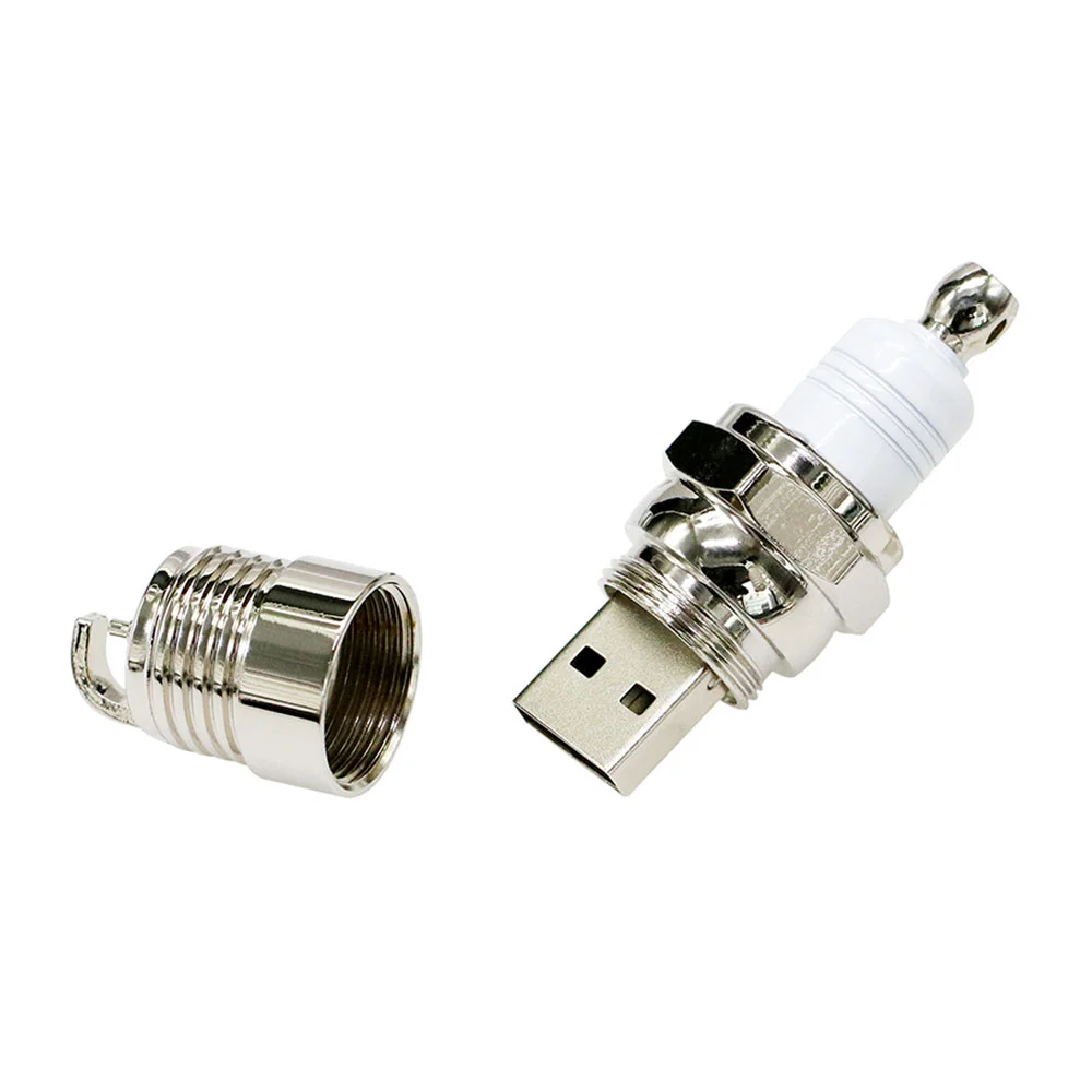 Флешка Металлическая Свеча Зажигания Spark Plug R477 серебряный / белый 2 Гб - фото 2