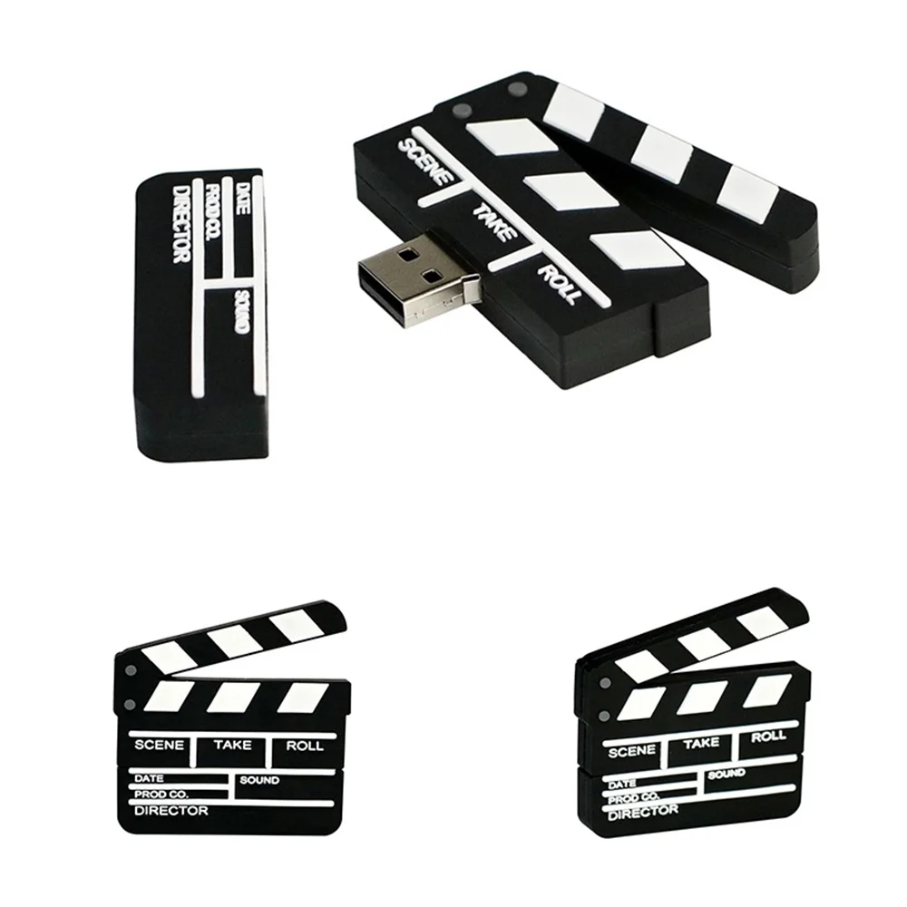 Флешка Резиновая Хлопушка Clapperboard Q137 черный 4 Гб Белый - фото 8