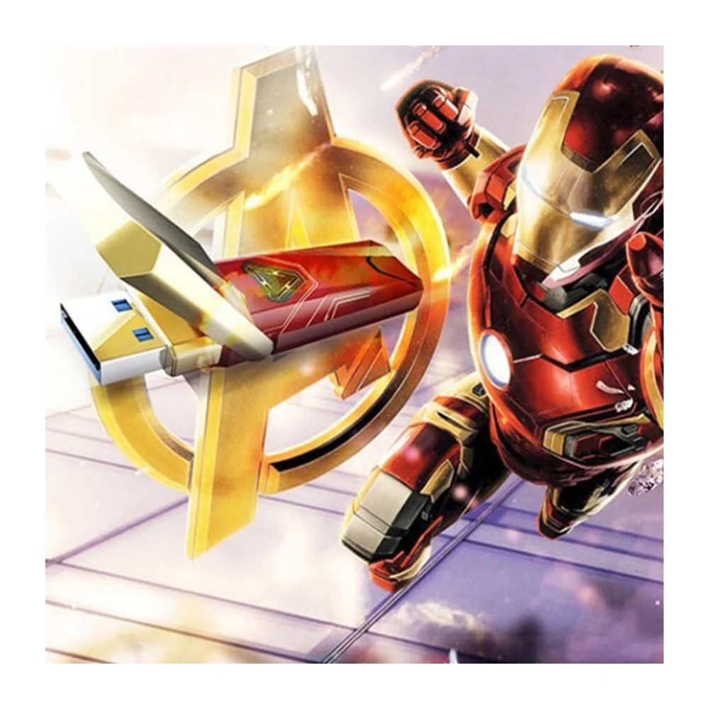 Флешка Металлическая Железный человек Марвел Iron Man Marvel R513 красный 8 Гб Золотой - фото 7
