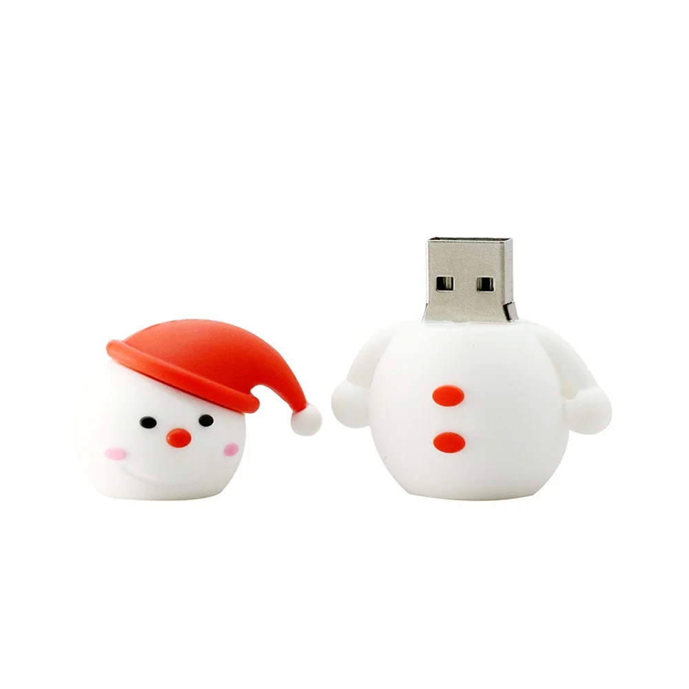 Флешка Резиновая Снеговик Буви SnowMan Buwi Q599 белый 1 Гб - фото 2