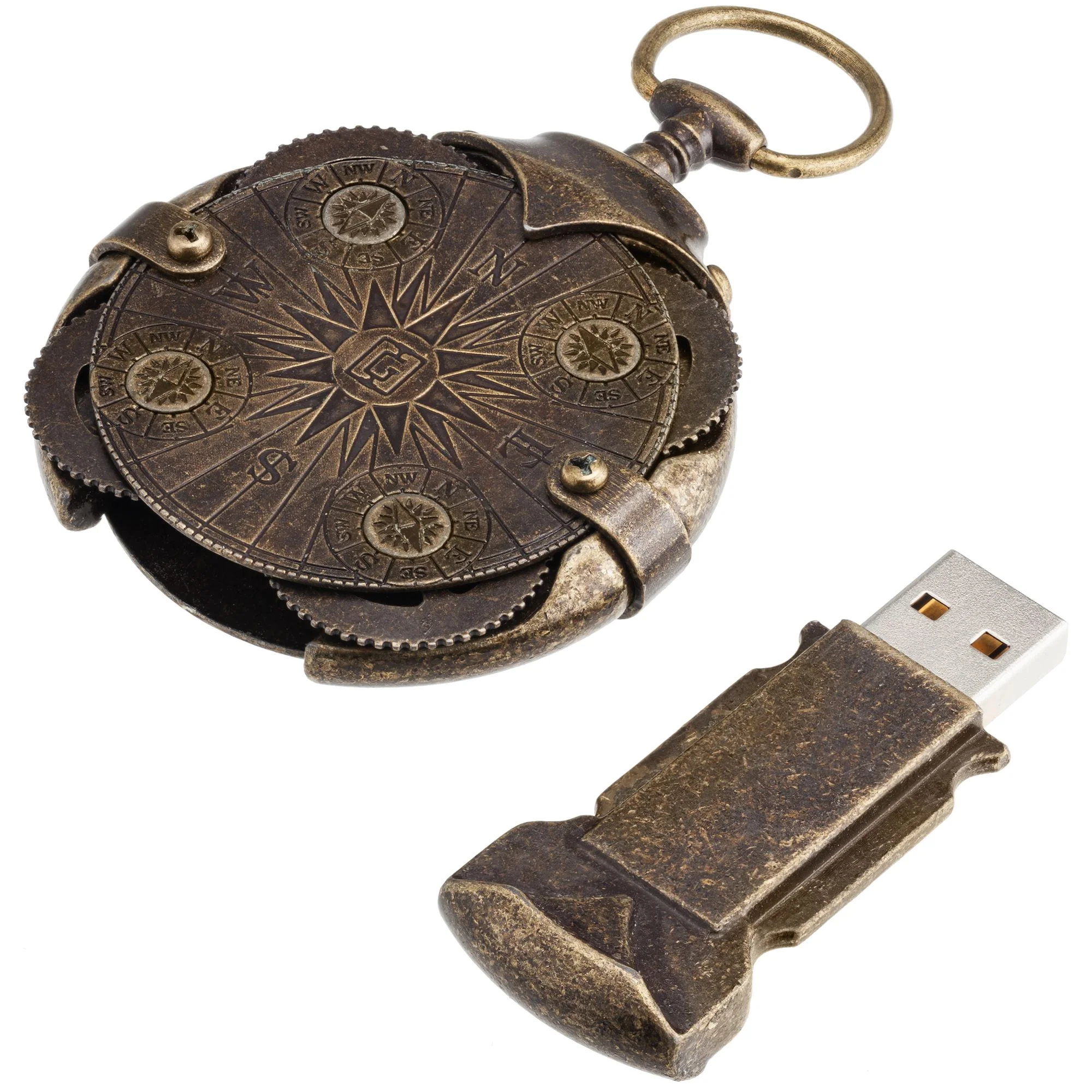 Флешка Металлическая Криптекс Компас Cryptex Compass R591 бронзовый 256 Гб - фото 6