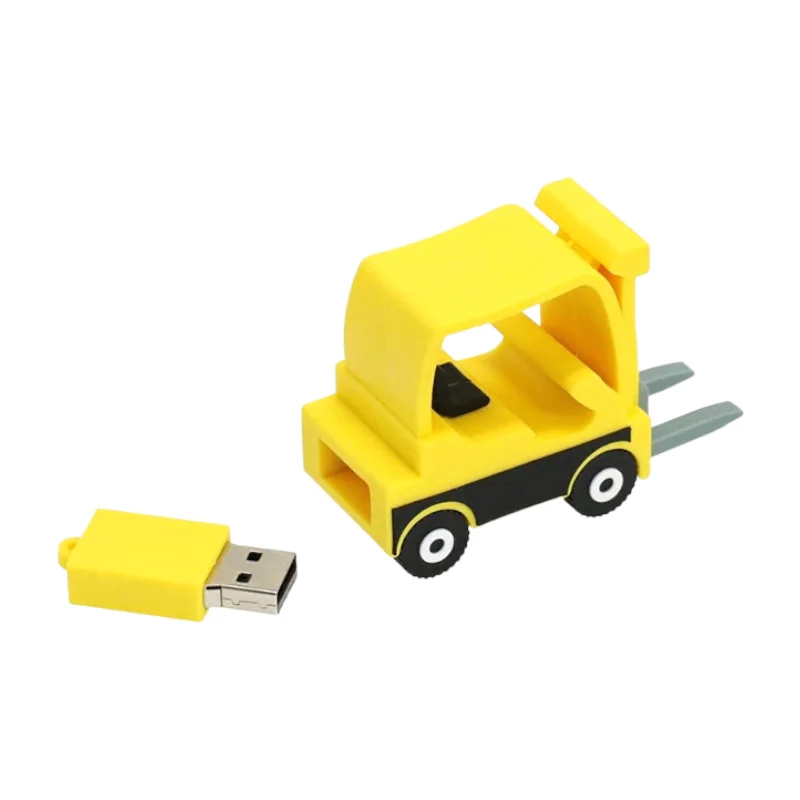 Флешка Резиновая Погрузчик Loader Q501 желтый 128 Гб - фото 2