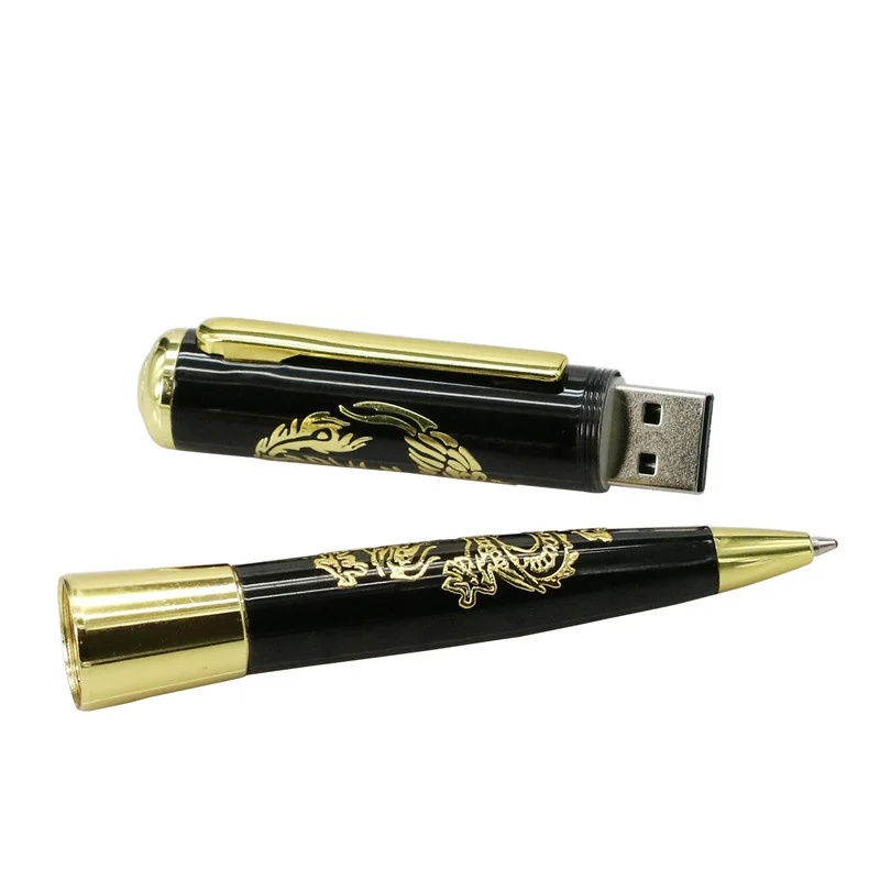 Флешка Металлическая Ручка Дракон Dragon Pen R42 Золотой - фото 2