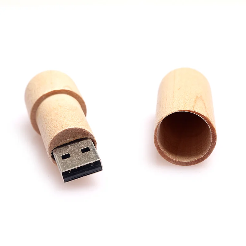 Флешка Деревянная Цилиндр Cylinder Stick F92 Бежевый - фото 2