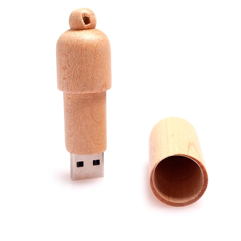 Флешка Деревянная Цилиндр Cylinder Stick F92 Бежевый - фото 3