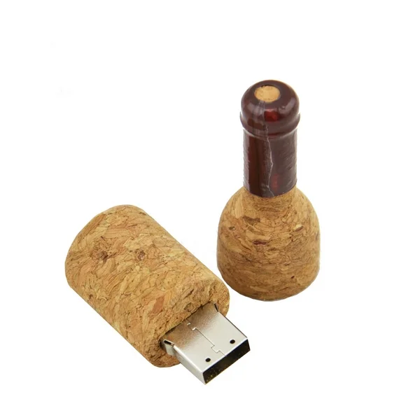 Флешка Деревянная Бутылка Вина Bottle Wine F93 Бежевый - фото 3
