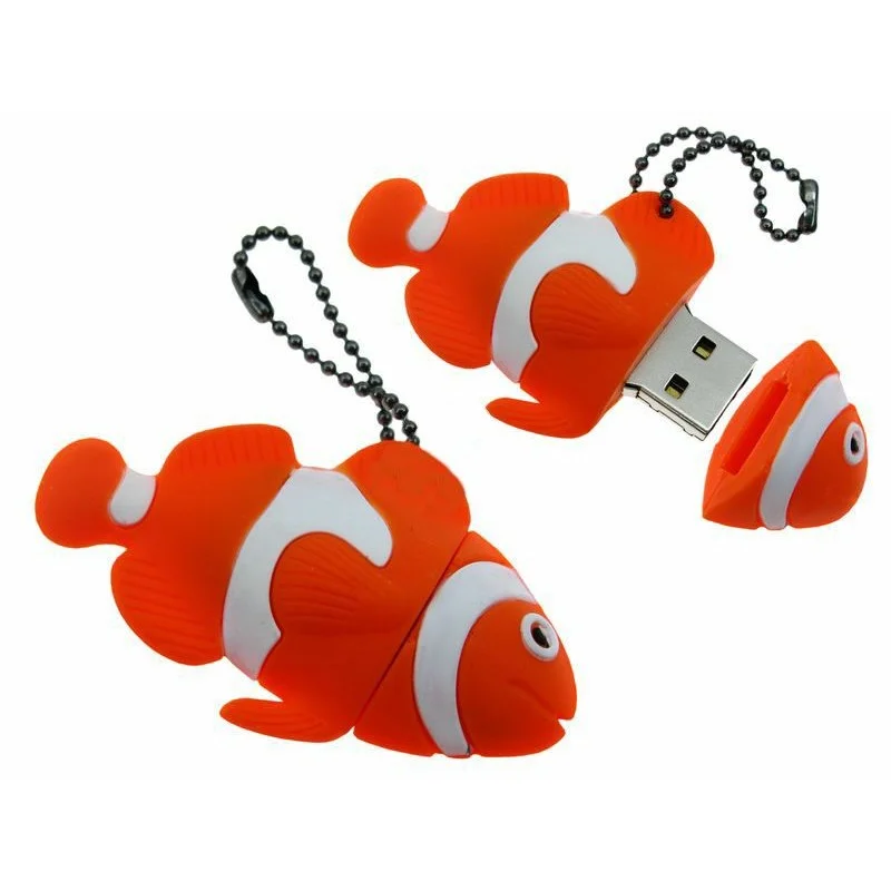 Флешка Резиновая Рыбка Клоун Fish Clown Q102 Белый - фото 2