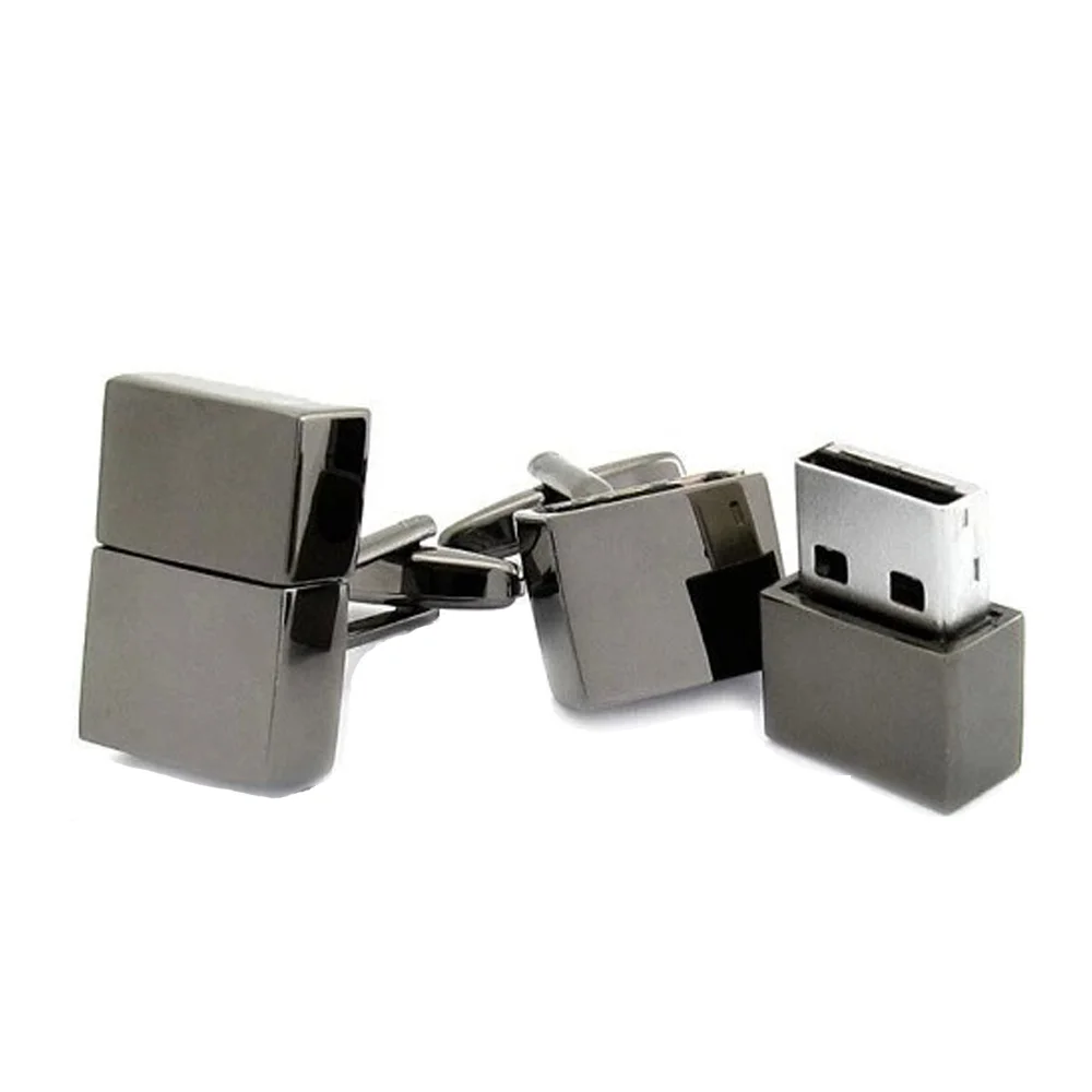 Флешка Металлическая Запонка Cufflink R107 Золотой - фото 2