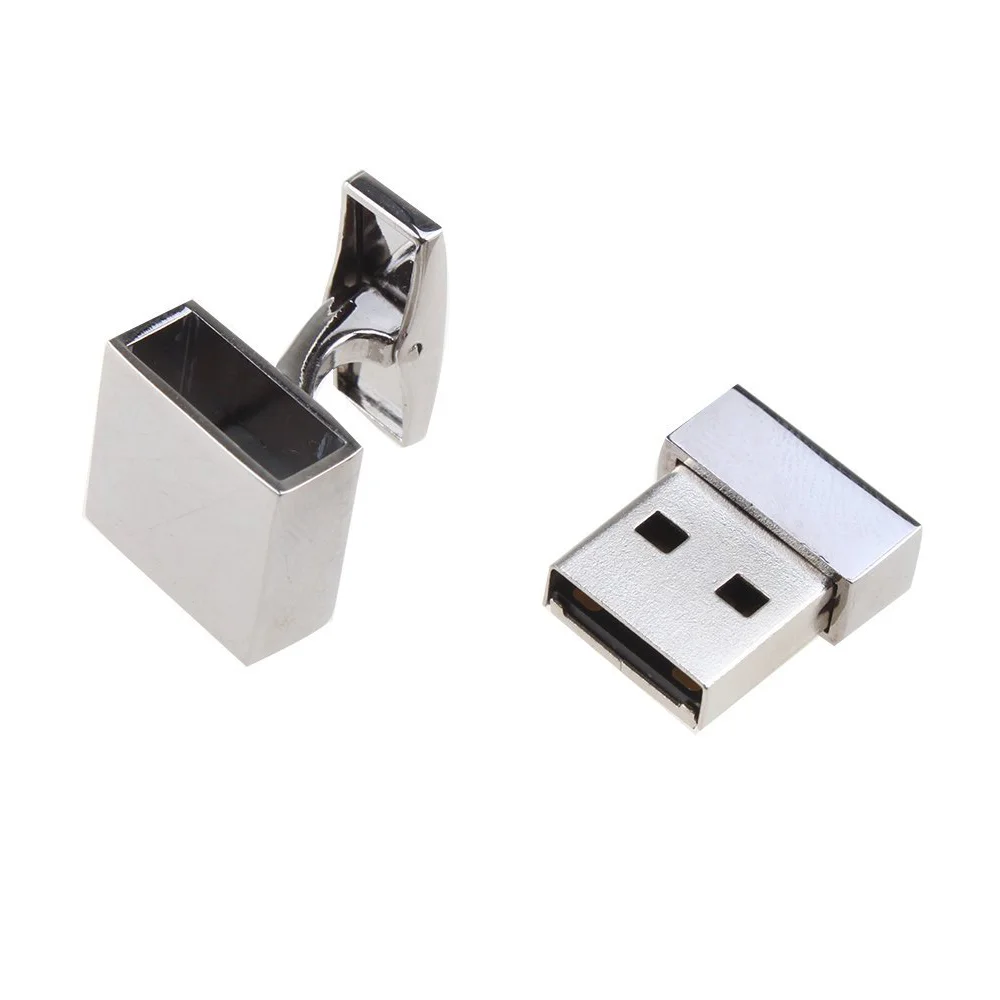 Флешка Металлическая Запонка Cufflink R107 Золотой - фото 4
