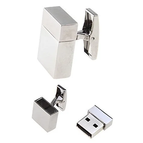 Флешка Металлическая Запонка Cufflink R107 Золотой - фото 5