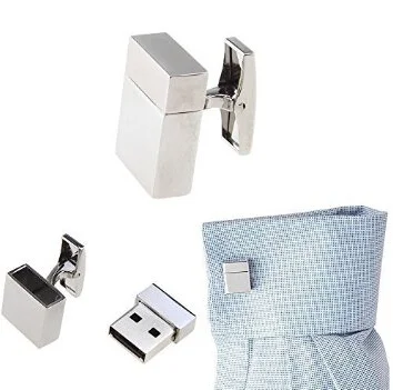 Флешка Металлическая Запонка Cufflink R107 Золотой - фото 6