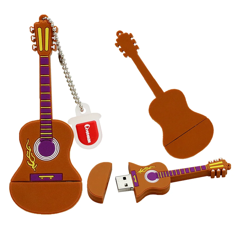Флешка Резиновая Гитара Guitar Q148 Коричневый - фото 3
