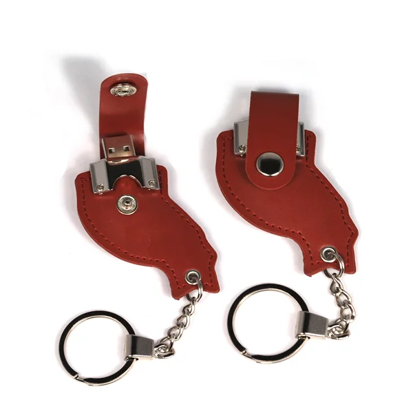 Флешка Кожаная Брелок Застежка Trinket Fastener N198 Коричневый - фото 2