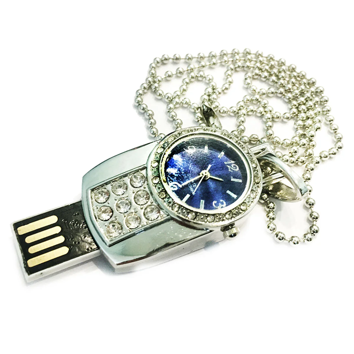 Флешка Металлическая Часы Кулон Pendant Watch R303 Серебристый - фото 1