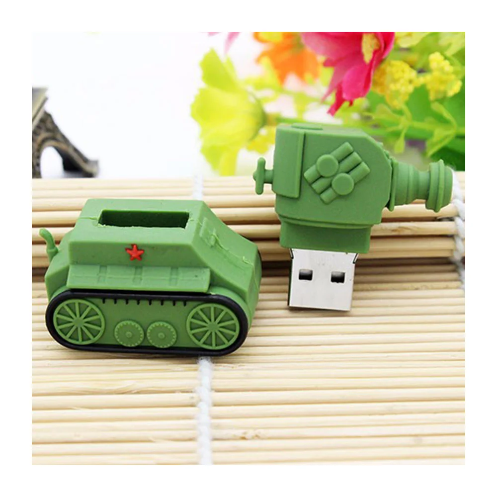 Флешка Резиновая Танк Ретро Retro Tank Q338 Зеленый - фото 6