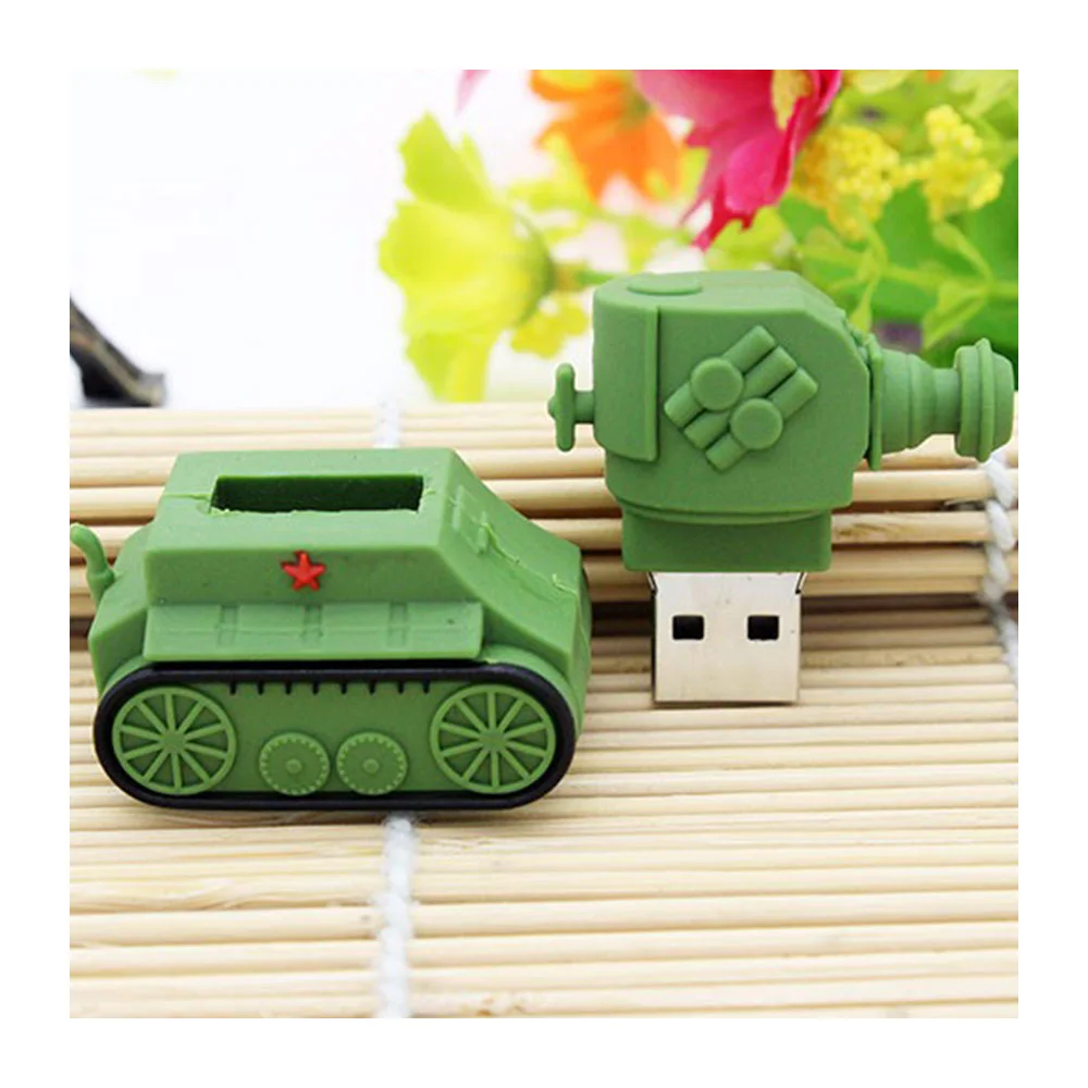Флешка Резиновая Танк Ретро Retro Tank Q338 Зеленый - фото 7