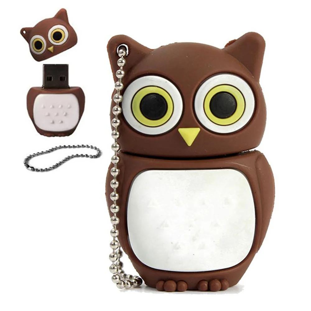 Флешка Резиновая Сова Owl Q353 Коричневый - фото 4