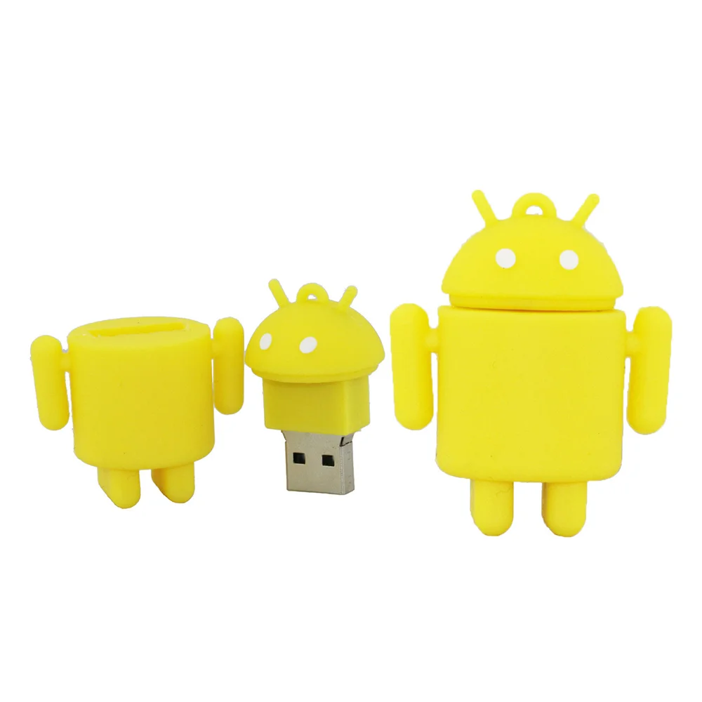 Флешка Резиновая Андроид Android Q361 Желтый - фото 5