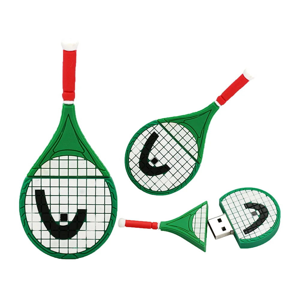 Флешка Резиновая Ракетка Большой Теннис Tennis Racket Q366 Зеленый - фото 2