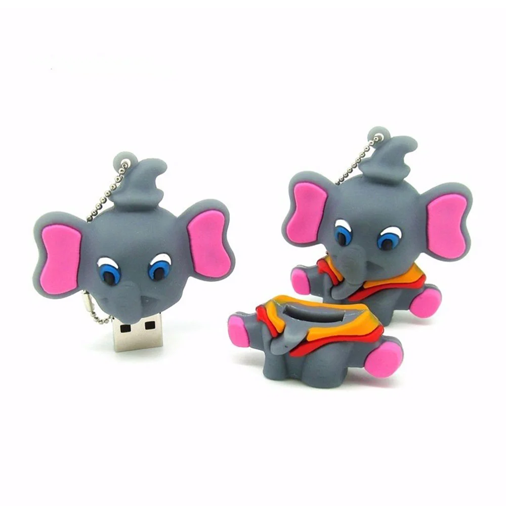 Флешка Резиновая Слон Elephant Q373 Серый - фото 7