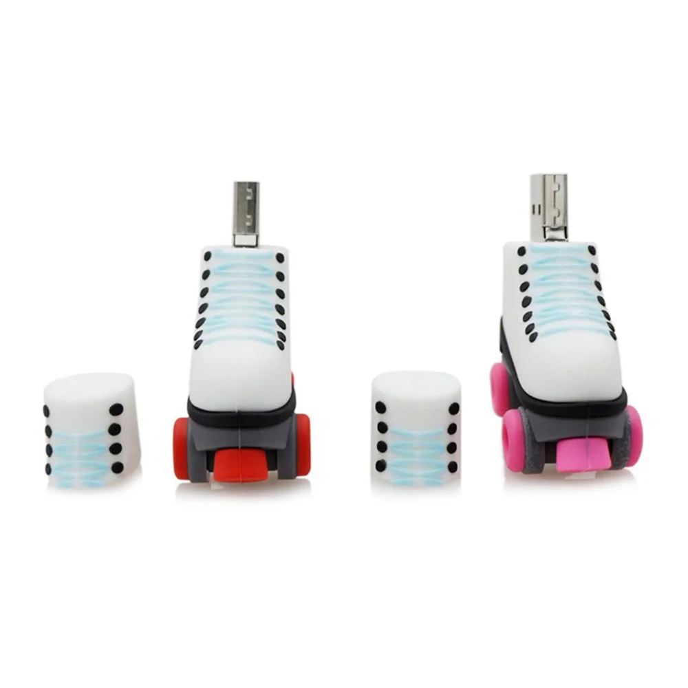 Флешка Резиновая Роликовые Коньки Roller Skates Q379 Белый - фото 4