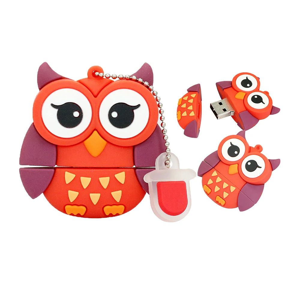 Флешка Резиновая Глазастая Сова Big Eyed Owl Q387 Красный - фото 2