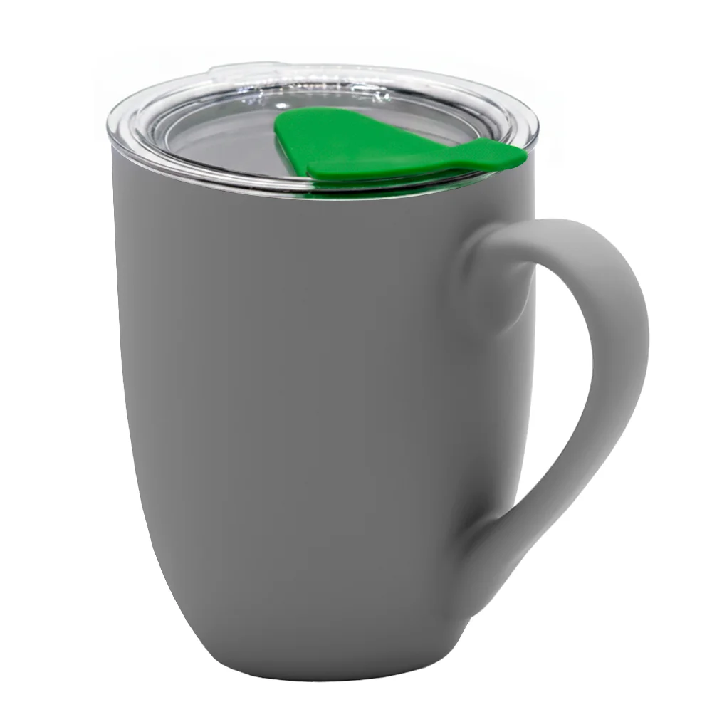 Кружка с крышкой Velvet Duo софт-тач тёмно-серая/зелёная Тёмно-серый/зелёный 350 мл