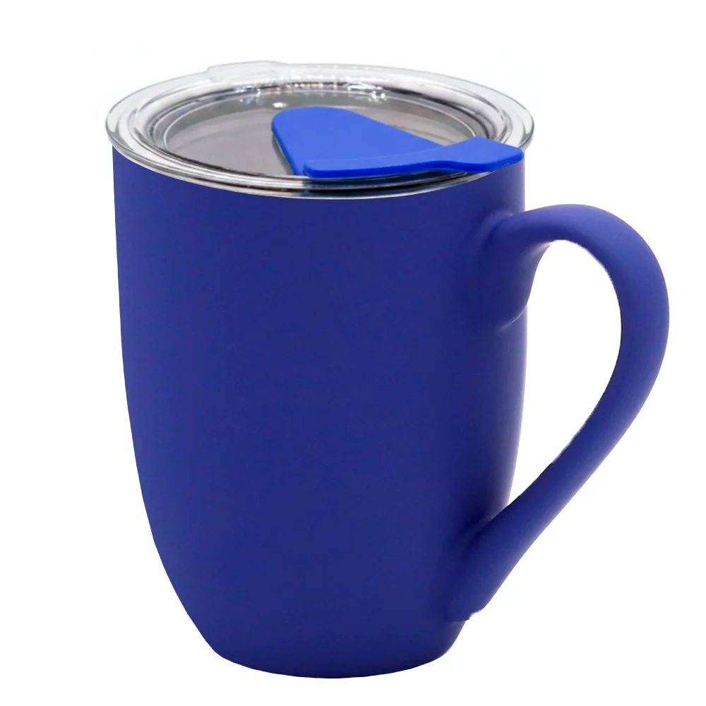 Кружка с крышкой Velvet Duo софт-тач тёмно-синяя 350 мл