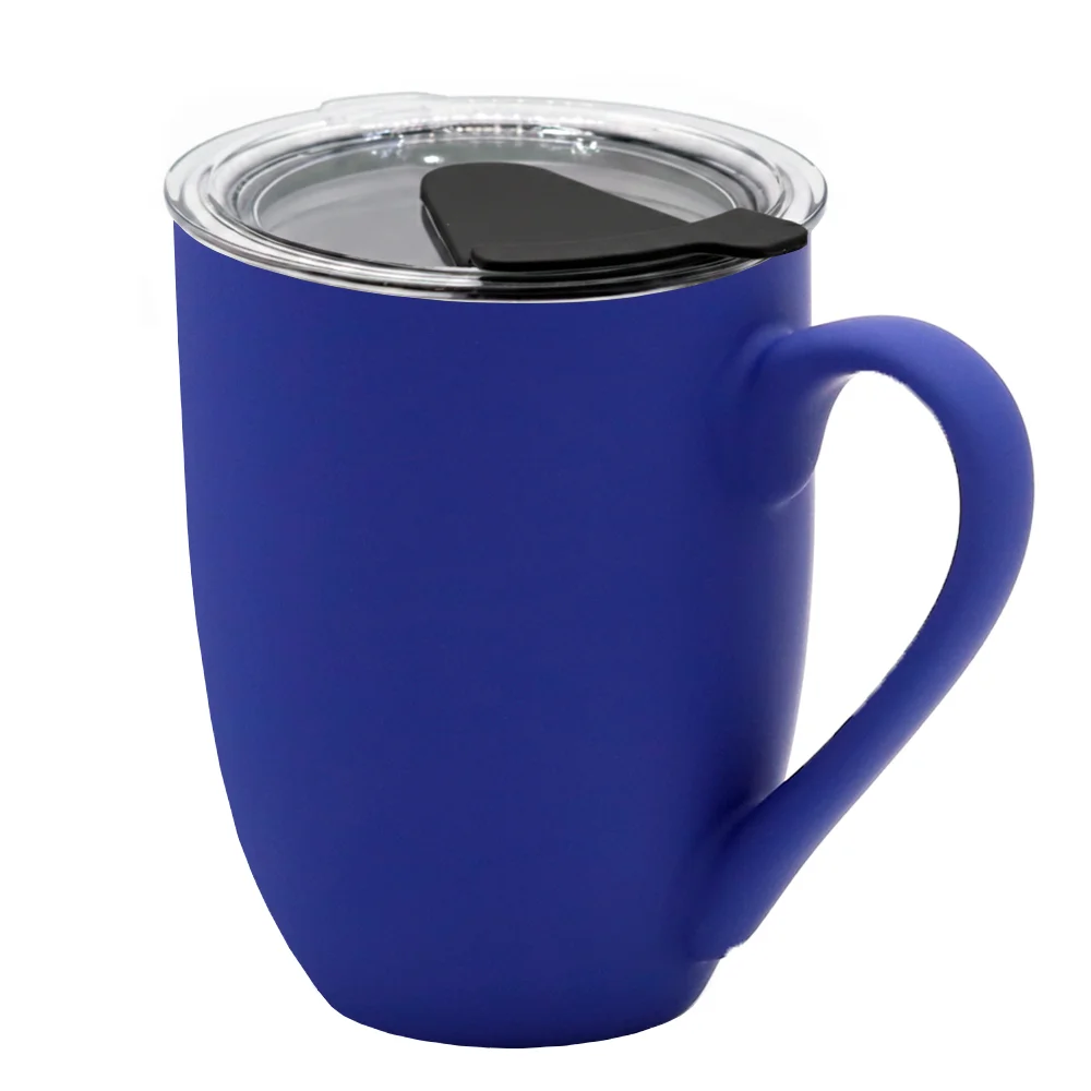 Кружка с крышкой Velvet Duo, софт-тач, тёмно-синяя/чёрная, Темно-синий/ черный, 350 мл