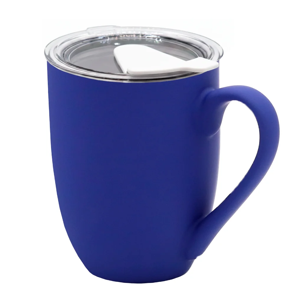 Кружка с крышкой Velvet Duo софт-тач тёмно-синяя/белая 350 мл