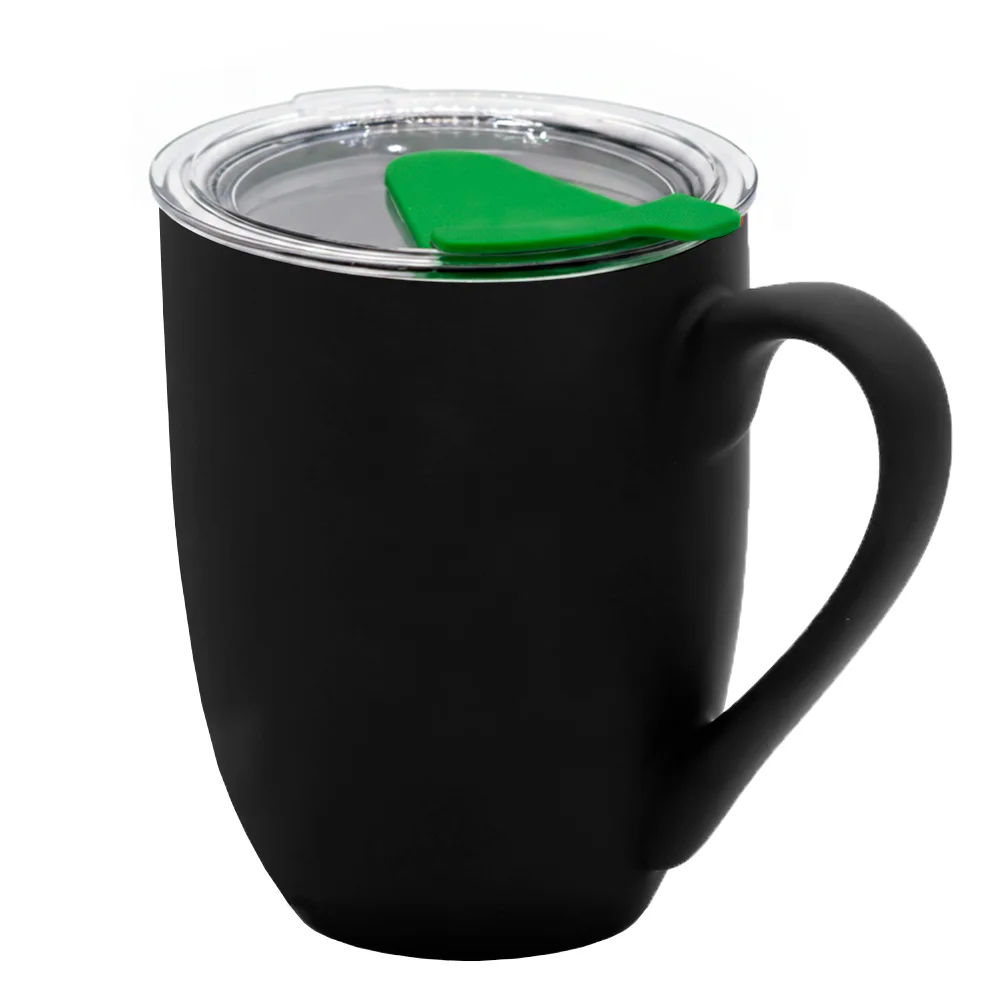 Кружка с крышкой Velvet Duo софт-тач тёмно/зелёная - фото 14