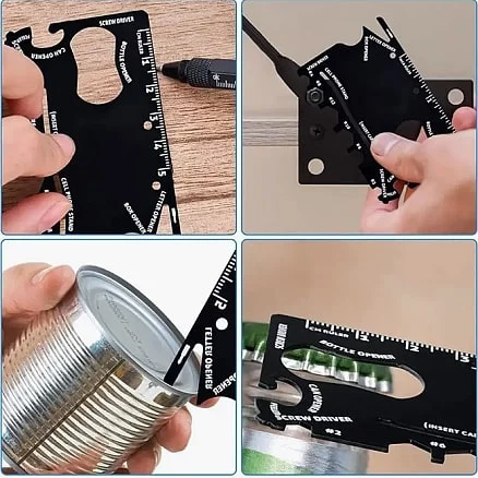 Мультитул Tools Capture в виде карточки, стальной, в чехле из кожзама, черный - фото 4