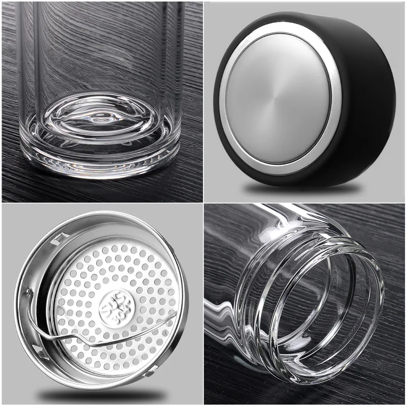 Термос стеклянный с инфьюзером Steelite чёрный 300 мл - фото 3