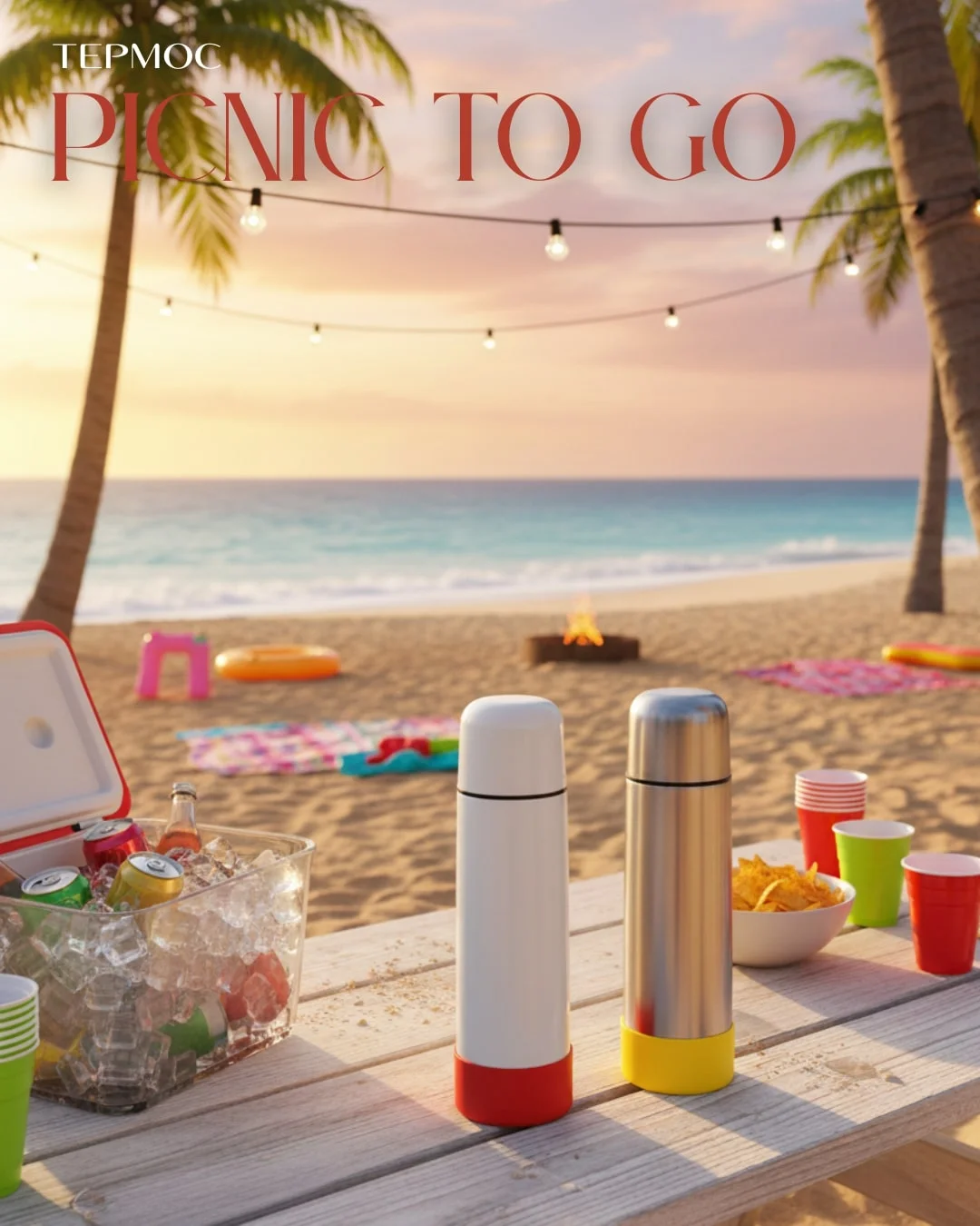 Термос Picnic Silver To Go серебристый/жёлтый 500 мл - фото 2