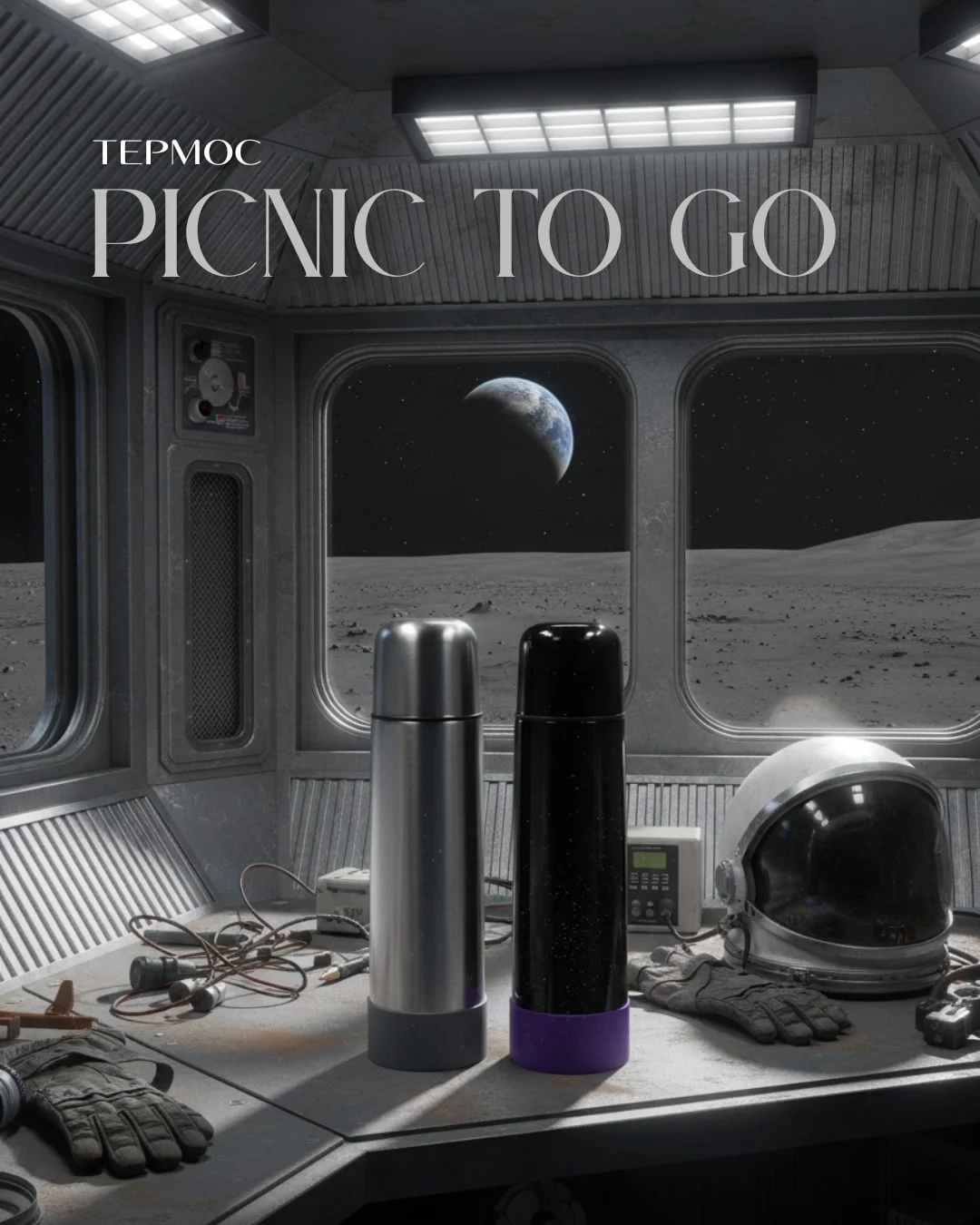 Термос Picnic Bright To Go чёрный/фиолетовый 500 мл - фото 2