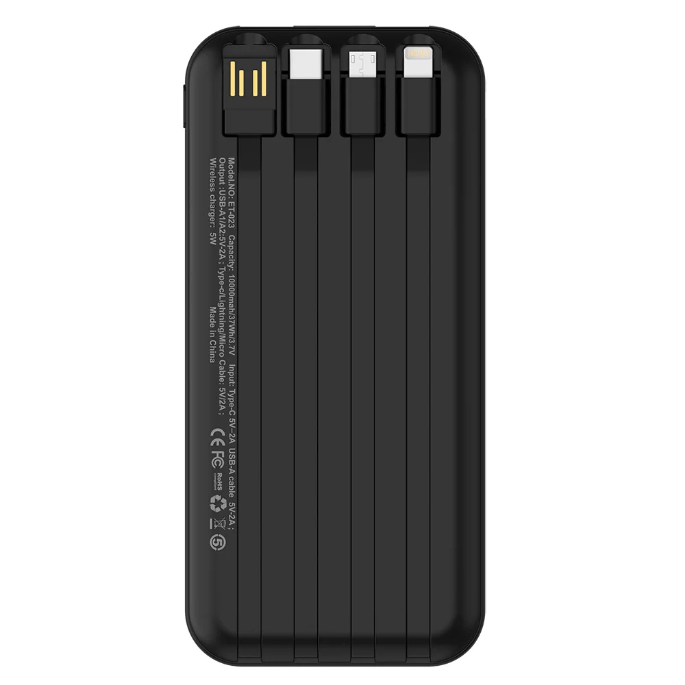 Внешний аккумулятор Authority с беспроводной зарядкой 5W 10000 mAh чёрный Черный - фото 3