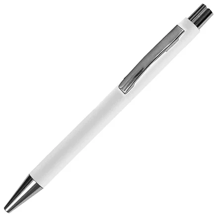 Ручка шариковая Flamingo пластиковая софт тач белая - фото 2