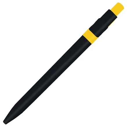 Ручка шариковая пластиковая Ravena Color черная/желтая - фото 2