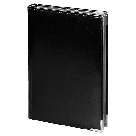 Ежедневник полудатированный Classic Pristine Silver А5 с с металлическими уголками в твердой обложке с поролоном - фото 1