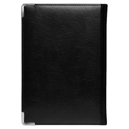Ежедневник полудатированный Classic Pristine Silver А5 черный с серебром с металлическими уголками в твердой обложке с поролоном - фото 3