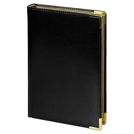 Ежедневник полудатированный Classic Pristine Gold А5 с с металлическими уголками в твердой обложке с поролоном - фото 2