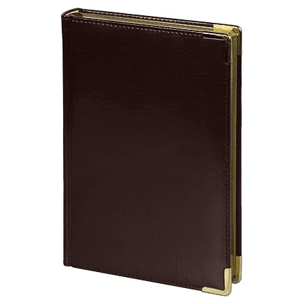 Ежедневник полудатированный Classic Pristine Gold А5 с с металлическими уголками в твердой обложке с поролоном - фото 1