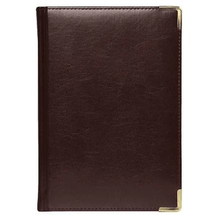 Ежедневник полудатированный Classic Pristine Gold А5 темно-коричневый с золотом с металлическими уголками в твердой обложке с поролоном - фото 2