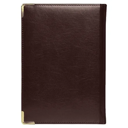 Ежедневник полудатированный Classic Pristine Gold А5 темно-коричневый с золотом с металлическими уголками в твердой обложке с поролоном - фото 3