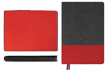 Ежедневник Flexy Treviso Nuba Sand Color А5 серый/красный недатированный в гибкой обложке - фото 3