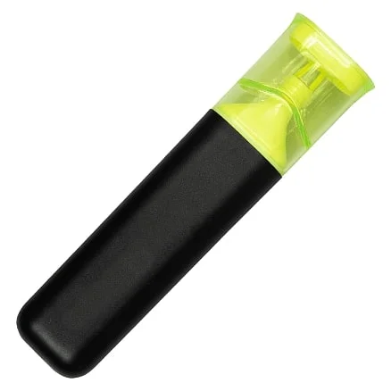 Маркер текстовый Flora, черный с неоново-желтыми чернилами, пластиковый, Неоново-желтый