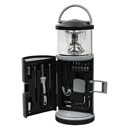 Набор инструментов Tools lantern cо встроенной лампой 15 инструментов в пластиковом футляре - фото 1