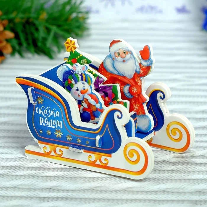 Конструктор фигурки&amp;quot;Сани Деда мороза&amp;quot; 3Д 3564572 Голубой/Белый - фото 2